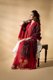 Deep Brown/Red - Pochampally double Ikat cotton dupatta