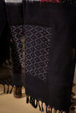 Black/White - Pochampally double Ikat cotton dupatta