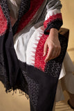 Black/White - Pochampally double Ikat cotton dupatta