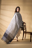 Grey/Black - Pochampally double Ikat cotton dupatta