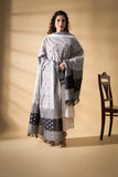 Grey/Black - Pochampally double Ikat cotton dupatta