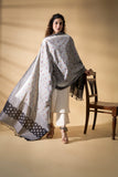 Grey/Black - Pochampally double Ikat cotton dupatta