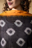 Yellow/Black - Pochampally double Ikat cotton dupatta