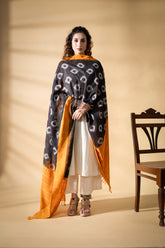 Yellow/Black - Pochampally double Ikat cotton dupatta