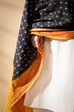 Black/Yellow - Pochampally double Ikat cotton dupatta