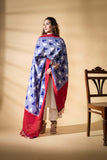 Red/Blue - Pochampally double Ikat cotton dupatta