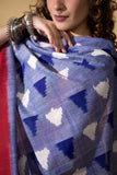 Red/Blue - Pochampally double Ikat cotton dupatta