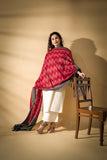 Red - Pochampally double Ikat cotton dupatta