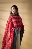 Red - Pochampally double Ikat cotton dupatta