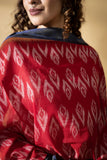 Red - Pochampally double Ikat cotton dupatta