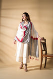 White/Grey - Pochampally double Ikat cotton dupatta