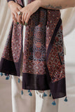 Black - Ajrakh Hand Block Printed - Handloom Cotton Stole