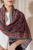 Red - Ajrakh Hand Block Printed - Handloom Cotton Stole