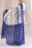 Pochampally Double Ikat Cotton Handloom Saree - Blue/White