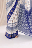 Pochampally Double Ikat Cotton Handloom Saree - Blue/White
