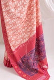 Pochampally Double Ikat Cotton Handloom Saree - Pastel Peach