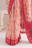 Pochampally Double Ikat Cotton Handloom Saree - Pastel Peach