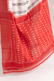 Pochampally Double Ikat Cotton Handloom Saree - Red/White