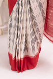 Pochampally Double Ikat Cotton Handloom Saree - Red/White