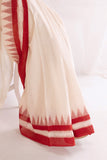 Pochampally Double Ikat Cotton Handloom Saree - White/Red