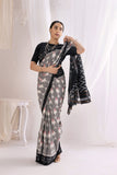 Pochampally Double Ikat Cotton Handloom Saree - Grey/Black