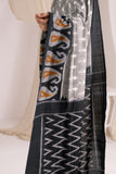 Pochampally Double Ikat Cotton Handloom Saree - Grey/Black