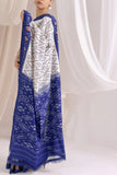 Pochampally Double Ikat Cotton Handloom Saree - Blue/White