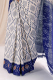 Pochampally Double Ikat Cotton Handloom Saree - Blue/White