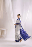 Pochampally Double Ikat Cotton Handloom Saree - Blue/White