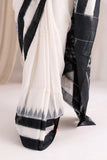 Pochampally Double Ikat Cotton Handloom Saree - Black/White
