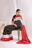 Pochampally Double Ikat Cotton Handloom Saree - Black/Red
