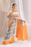 Pochampally Double Ikat Cotton Handloom Saree - Yellow/Grey