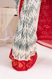 Pochampally Double Ikat Cotton Handloom Saree - Grey/Red