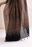 Pure Mul Cotton Ajrakh Hand Block Saree - Brown
