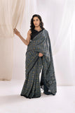 Pure Mul Cotton Ajrakh Hand Block Saree - Indigo