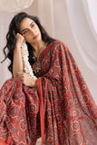 Pure Mul Cotton Ajrakh Hand Block Saree - Red