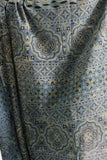 Pure Mul Cotton Ajrakh Hand Block Saree - Indigo
