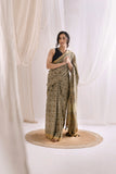 Pure Mul Cotton Ajrakh Hand Block Saree - Light Yellow
