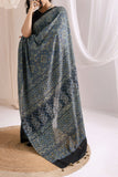 Pure Mul Cotton Ajrakh Hand Block Saree - Indigo