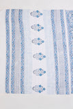 White/Blue Pure Cotton Mul Hand Block Saree