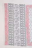 White/Red Pure Cotton Mul Hand Block Saree