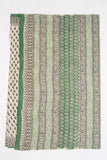Ivory/Green Pure Cotton Mul Hand Block Saree