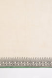 Ivory/Green Pure Cotton Mul Hand Block Saree