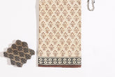 Ivory/Brown Pure Cotton Mul Hand Block Saree