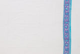 White/Violate Pure Cotton Mul Hand Block Saree
