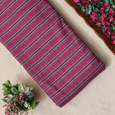 Cotton Lawn Printed Fabric - Stripes - Wine Color