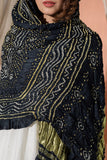 Black Pure Gaji Silk Bandhani Dupatta with Zari Lagdi Patta