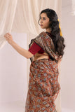 Maroon - Kota Doria Bagru Hand Block Printed Saree