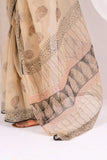 Cream - Kota Doria Bagru Hand Block Printed Saree