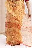 Ivory - Kota Doria Bagru Hand Block Printed Saree